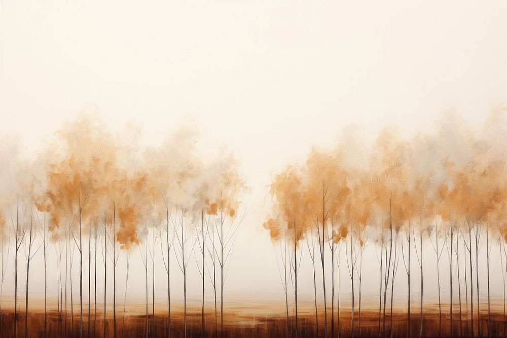 Minimal space Autumn trees landscape outdoors painting.