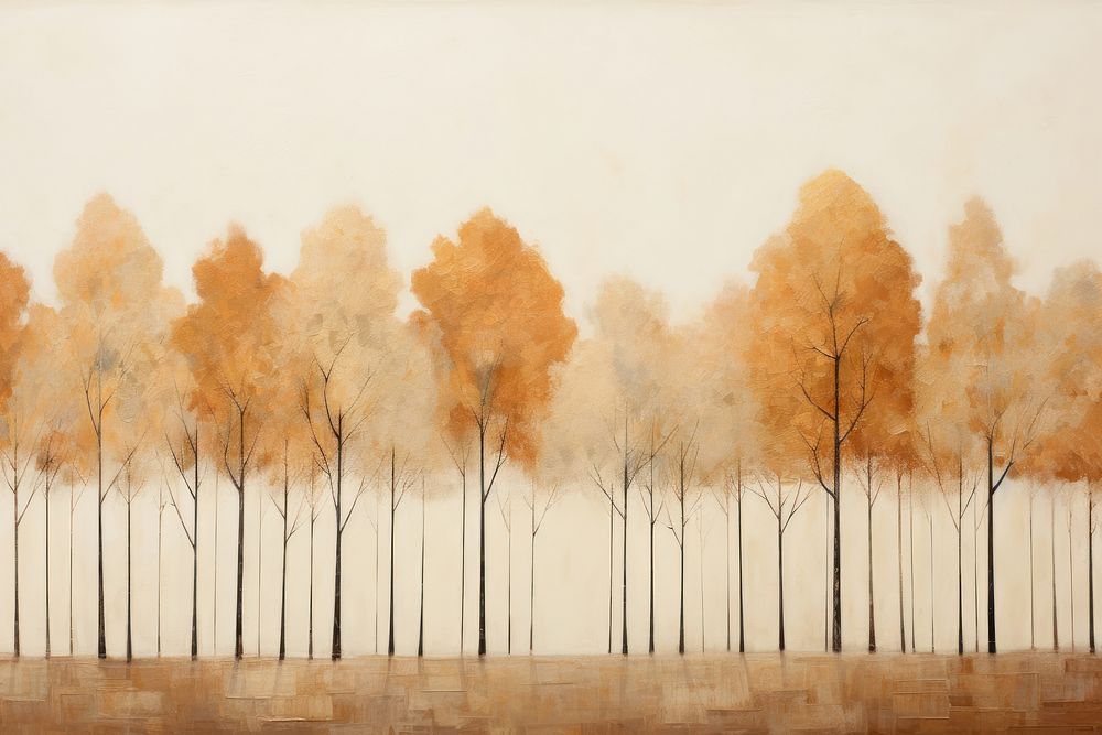 Minimal space Autumn trees painting autumn tranquility.