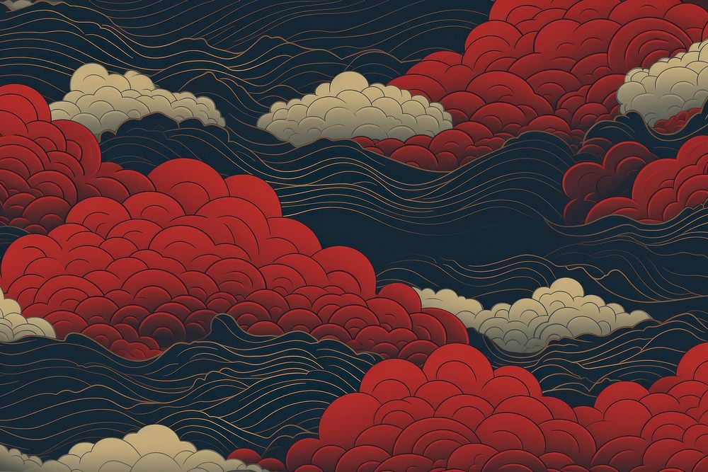 Japanese cloud pattern backgrounds tranquility repetition.
