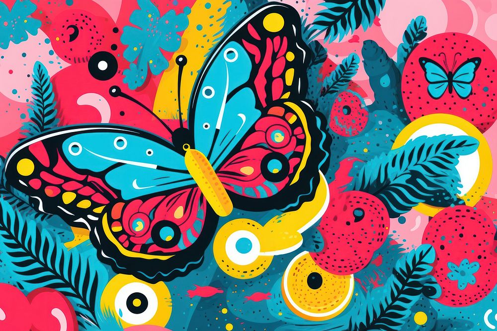 Memphis butterfly background backgrounds painting pattern.