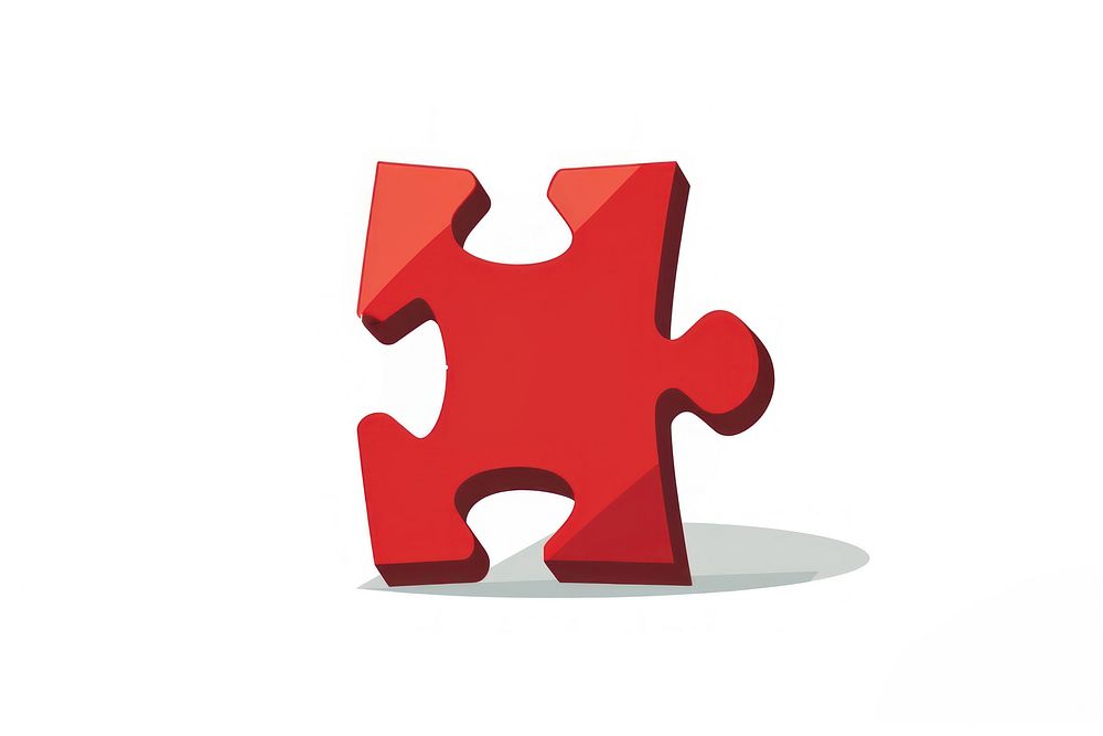 Jigsaw red piece white background incomplete solution.