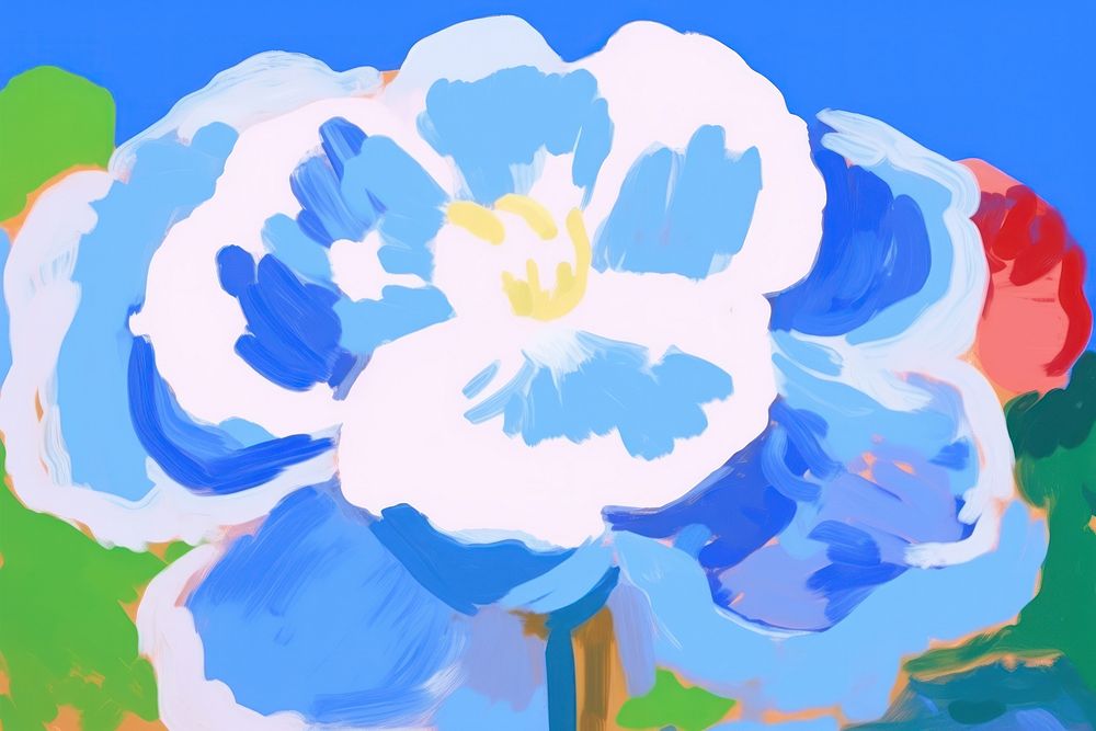 Blue flower painting abstract blossom.