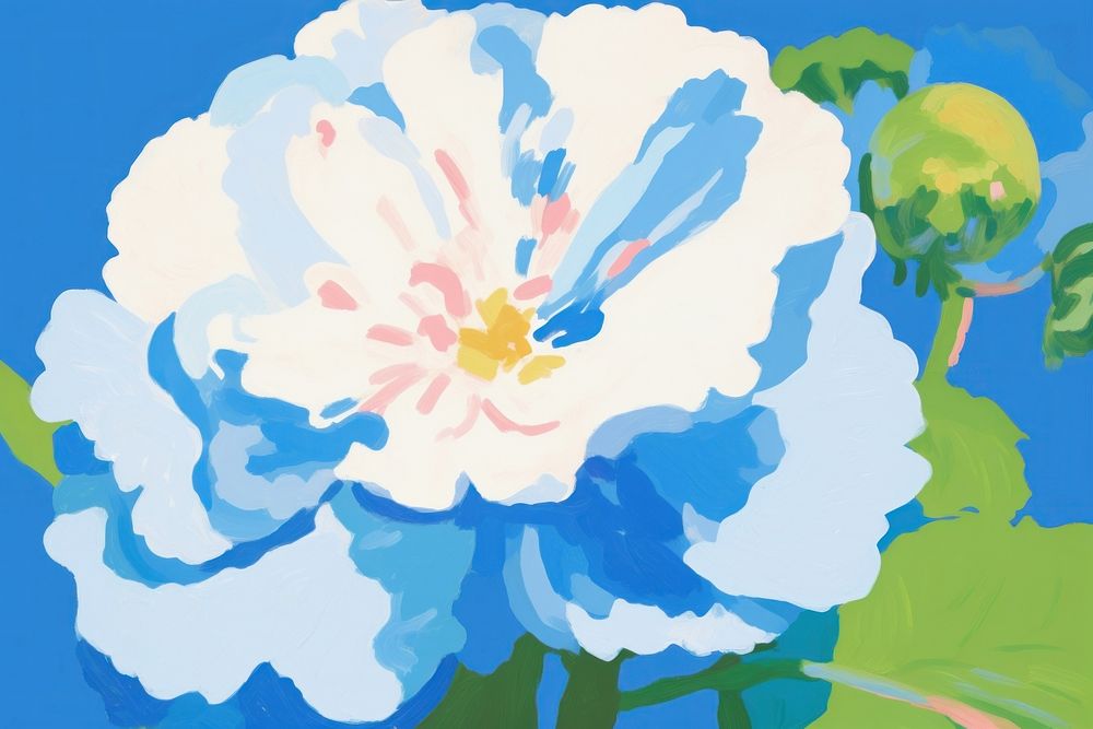 Blue flower painting blossom cartoon.
