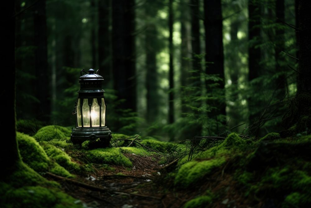 Forest outdoors woodland lantern.