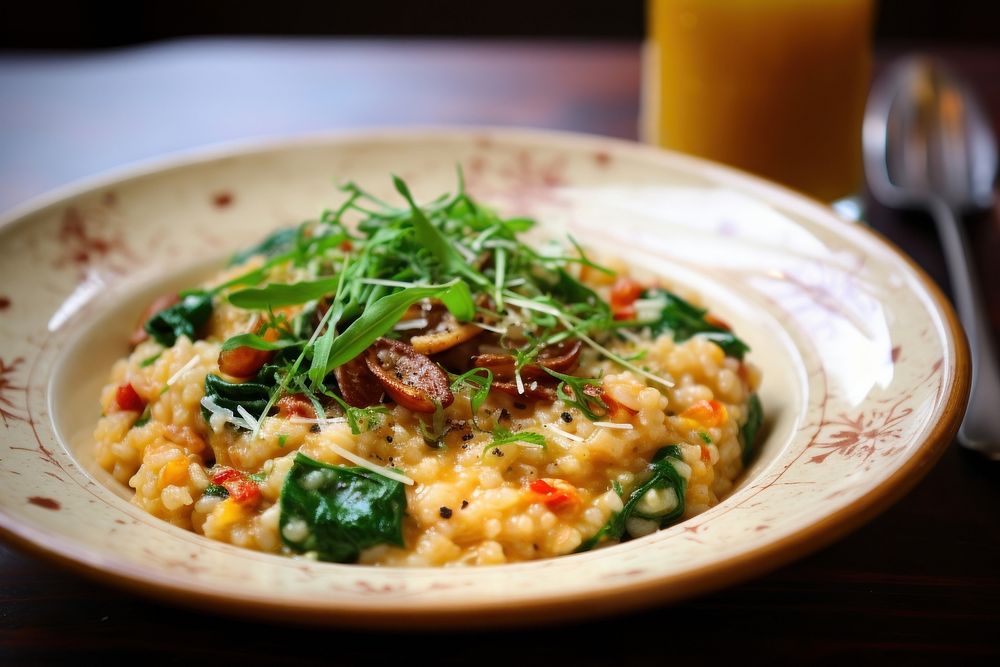 Vegetable risotto plate meal.