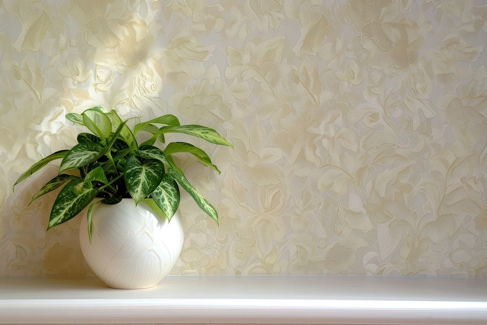 Plant wallpaper white vase.
