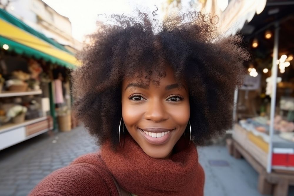 Black woman happy face portrait headshot smile.