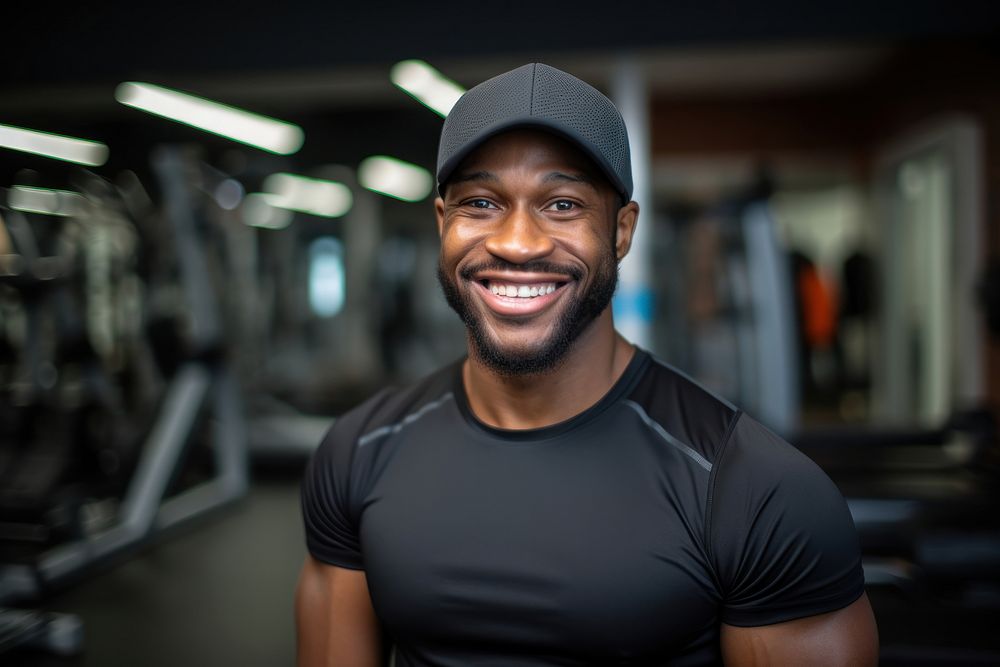 Black man happy fitness influencer portrait headshot adult.