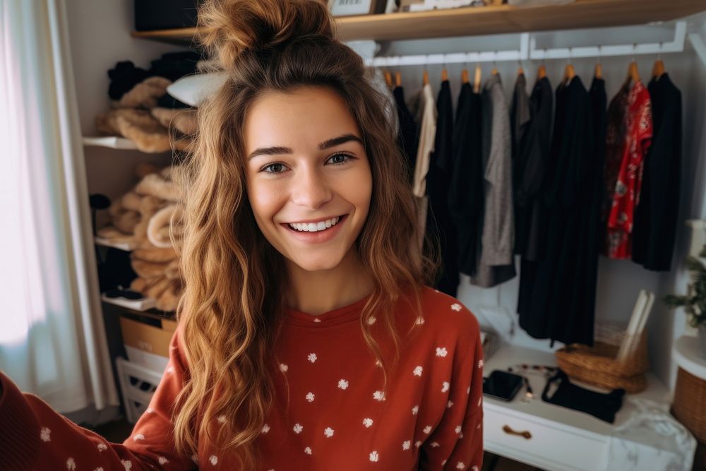 Girl teenager Excited face headshot smile consumerism.
