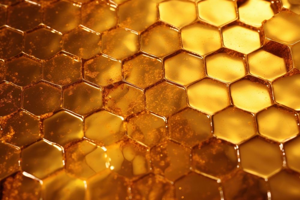 Gold honey backgrounds honeycomb repetition.