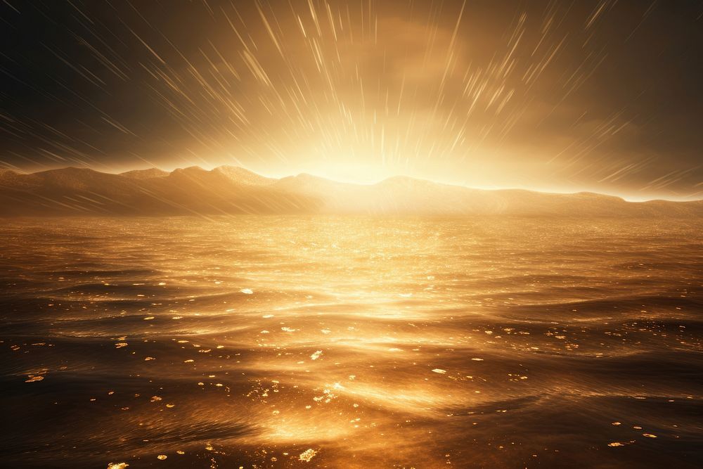Gold light flare sea backgrounds landscape.