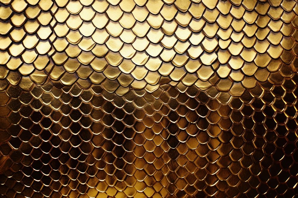 Gold snake skin texture backgrounds honeycomb repetition.