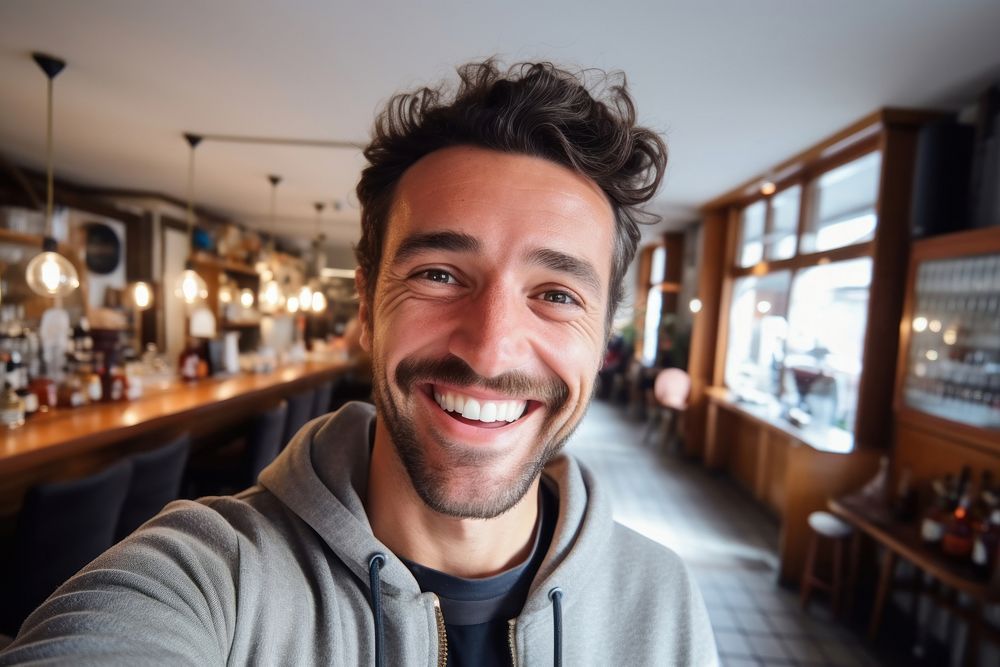 Man happy face portrait headshot selfie.