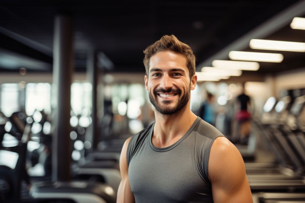 Man happy fitness influencer headshot smile adult.