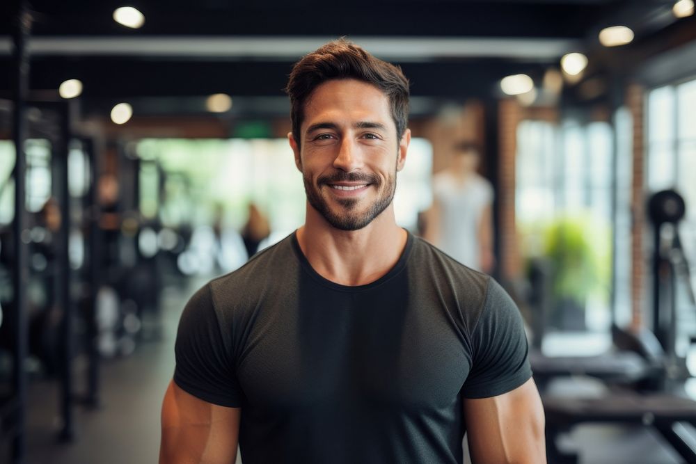 Man happy fitness influencer headshot smile adult.