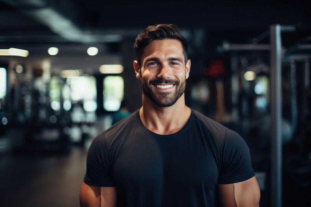 Man happy fitness influencer headshot adult smile.