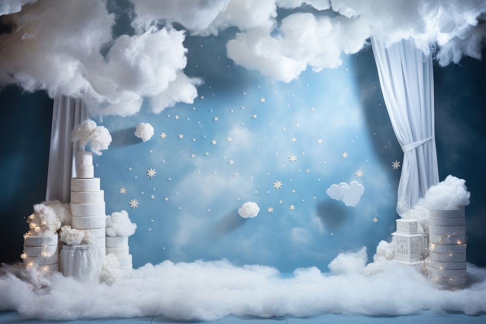 3D cloud in sky backdrop room nature spirituality architecture.