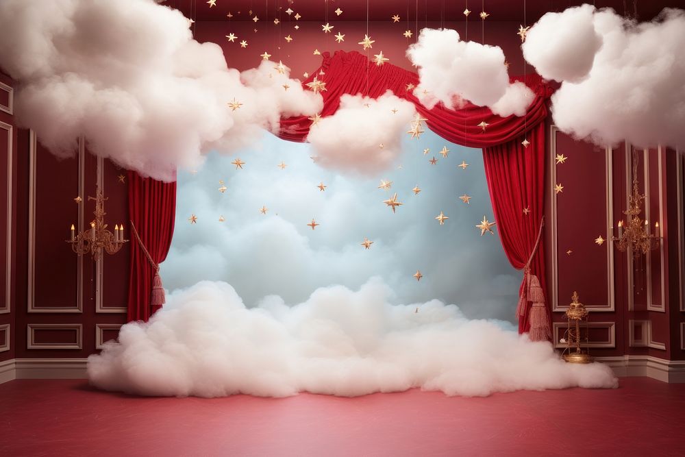3D cloud in sky backdrop room nature stage architecture.