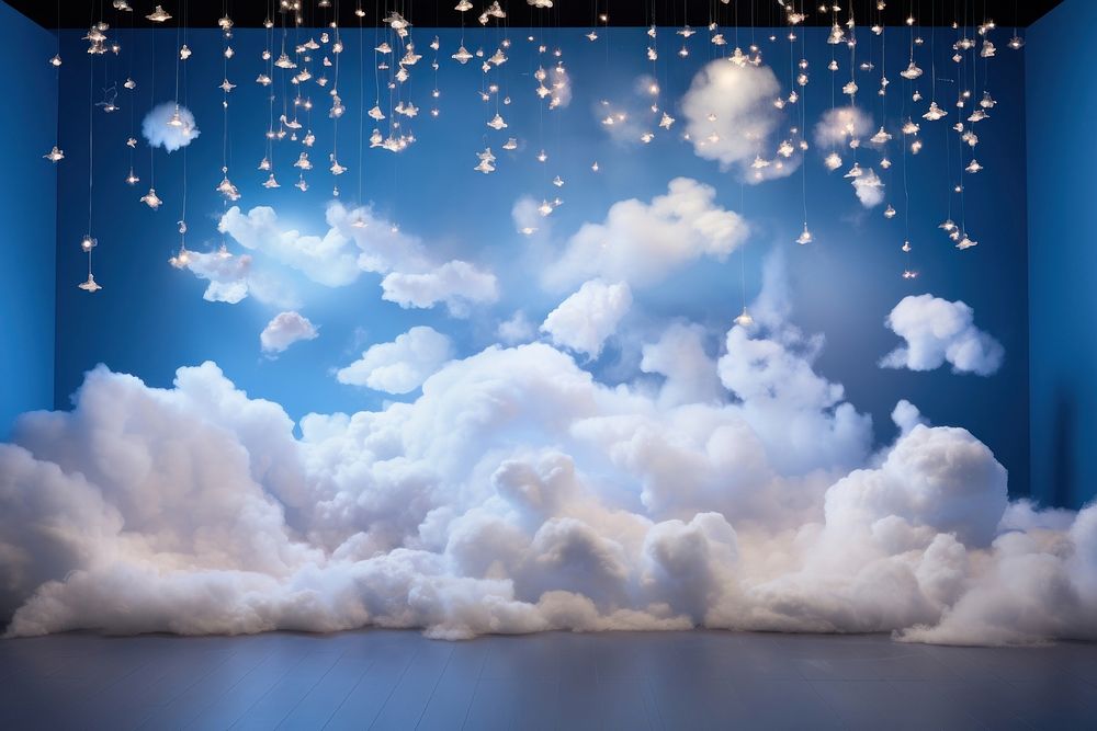 3D cloud in sky backdrop room nature darkness outdoors.