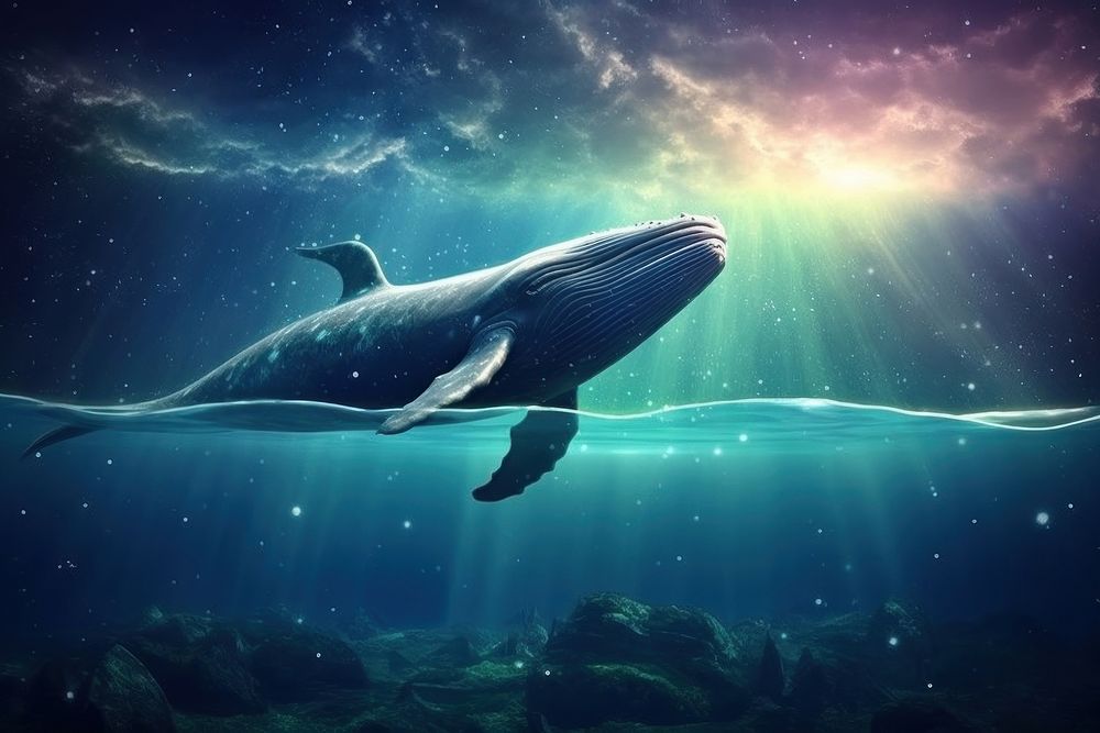 Whale in the night sky outdoors animal mammal.