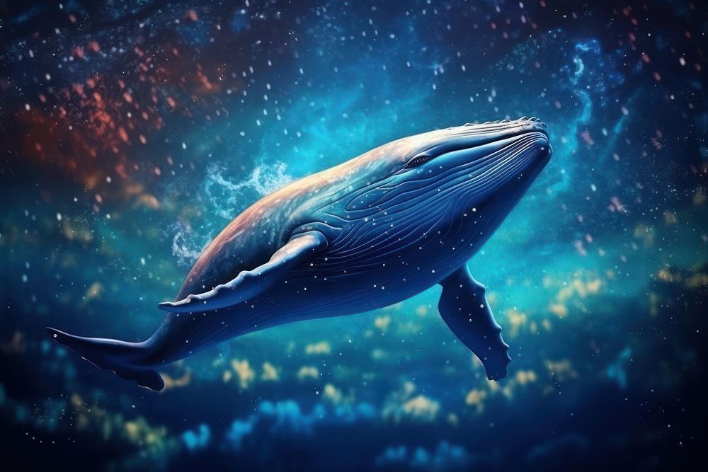 Whale in the night sky animal mammal fish.
