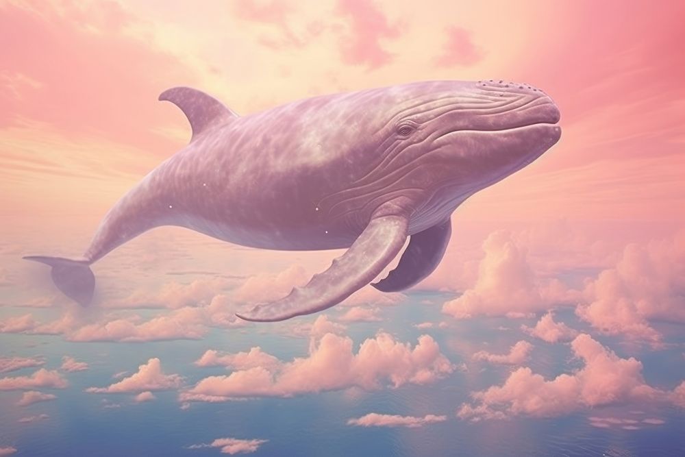 Whale in the pastel sky animal mammal fish.