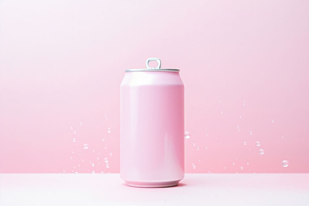 White can on pink water pattern bottle refreshment cylinder.