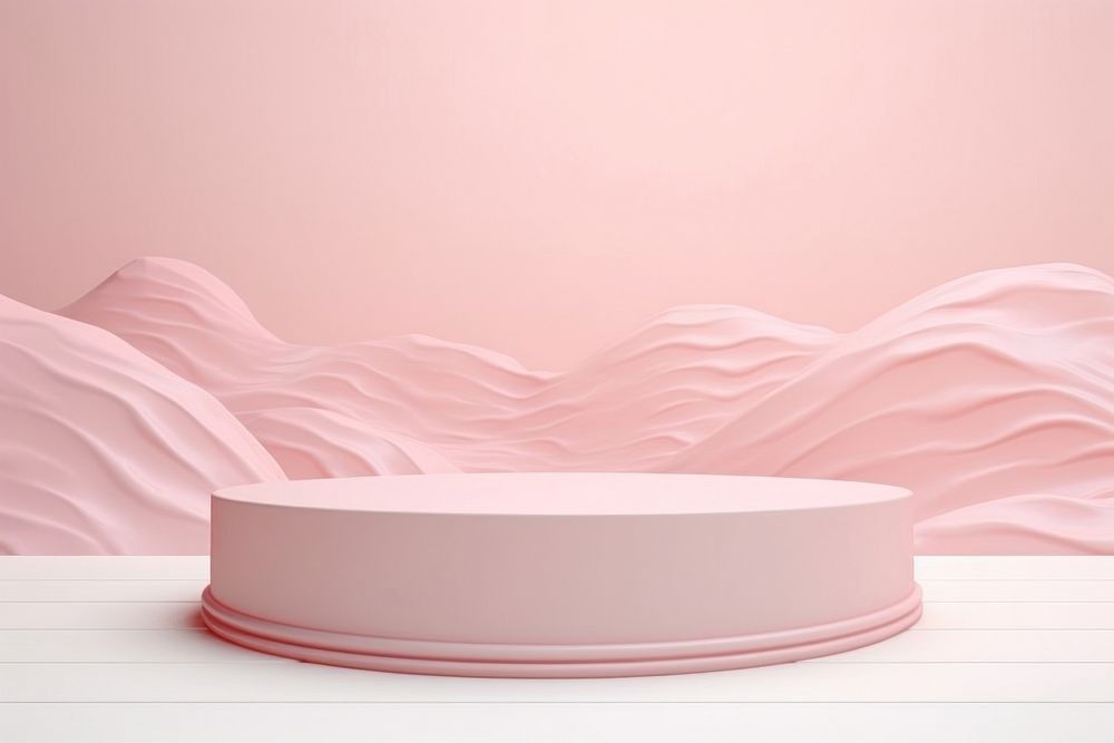 White product display podium pink porcelain fondant.