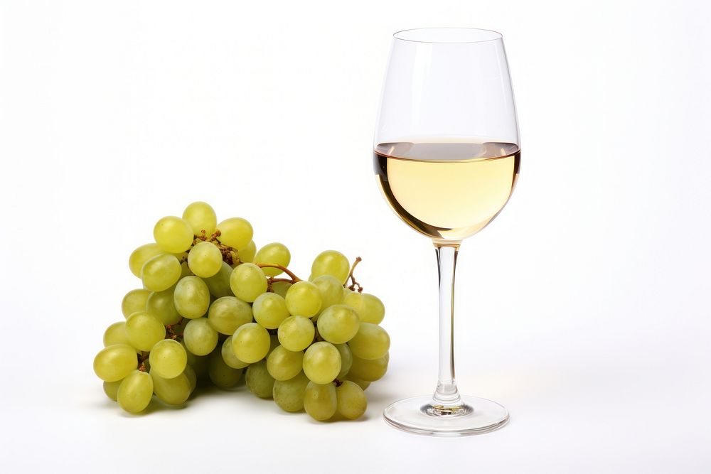 White wine grapes drink glass.