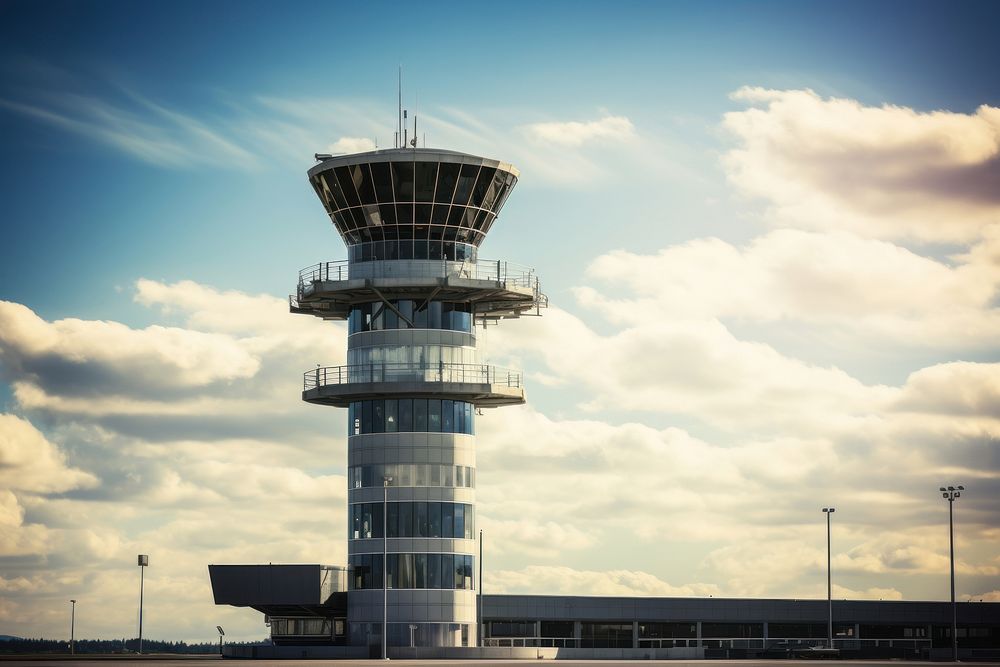 Airport control tower architecture lighthouse building.