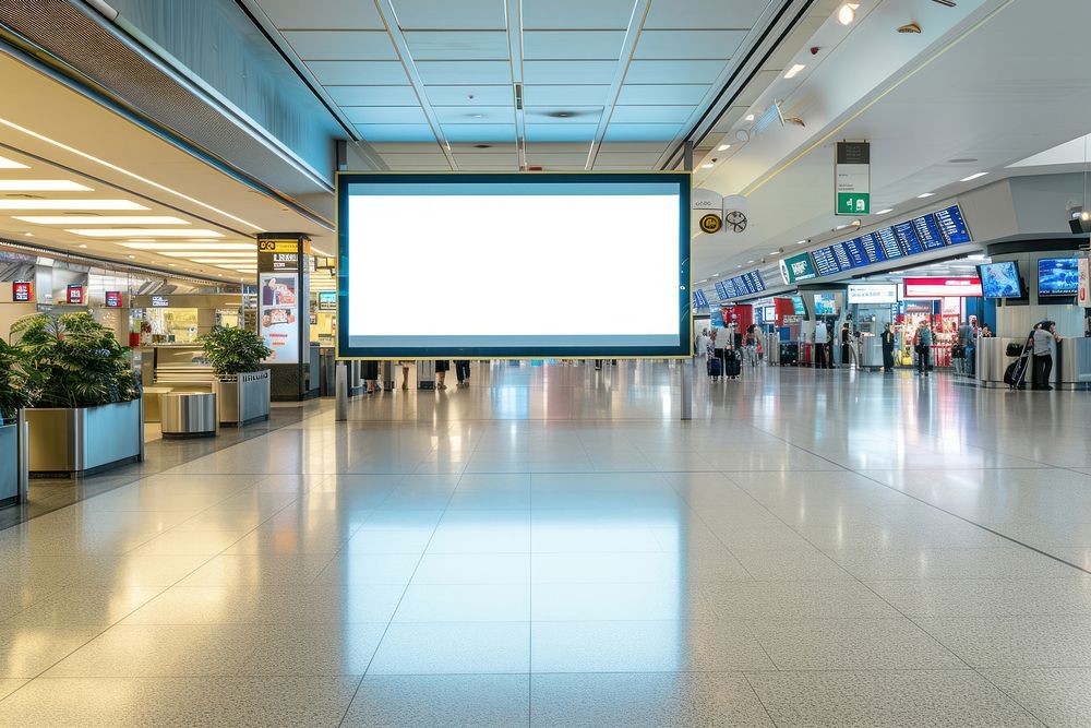 Blank advertising billboard airport screen display.