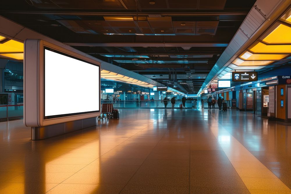 Blank advertising billboard airport screen architecture.