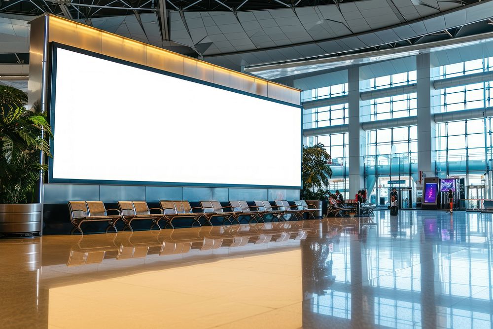 Blank advertising billboard airport screen architecture.