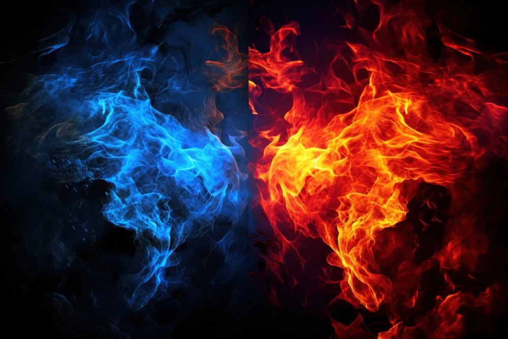 Blue and red fire backgrounds pattern illuminated.