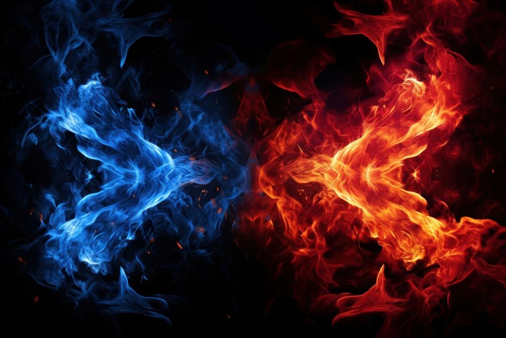 Blue and red fire backgrounds pattern smoke.