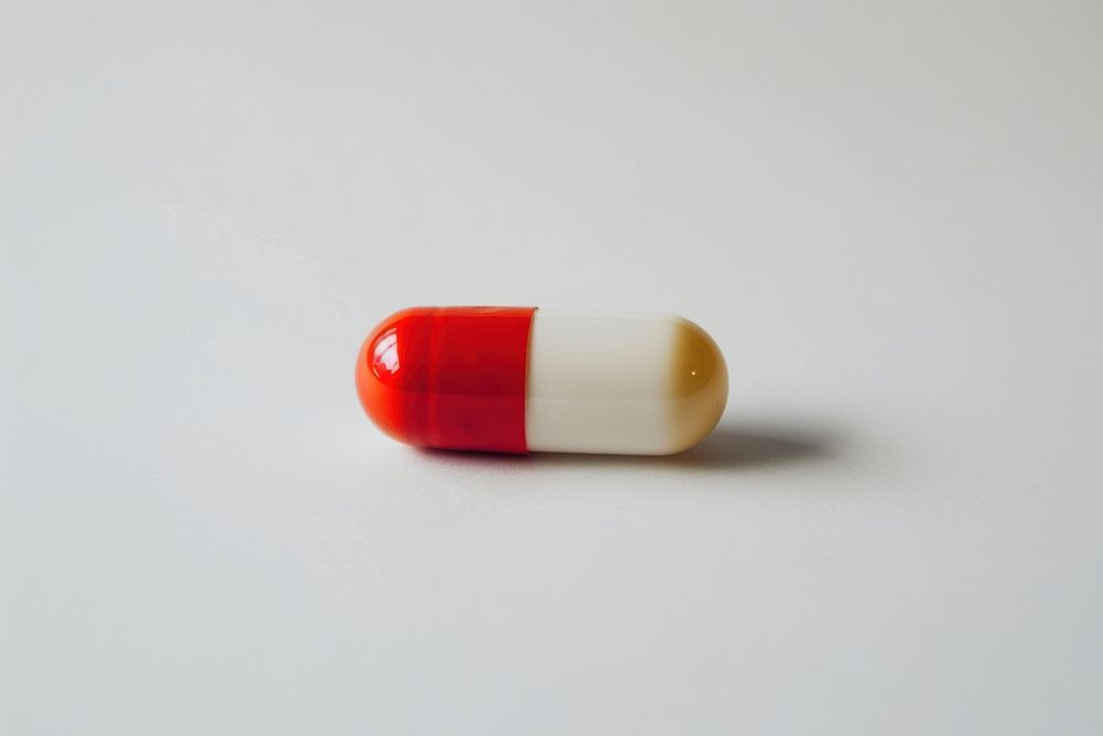Capsule medicine pill white background medication.