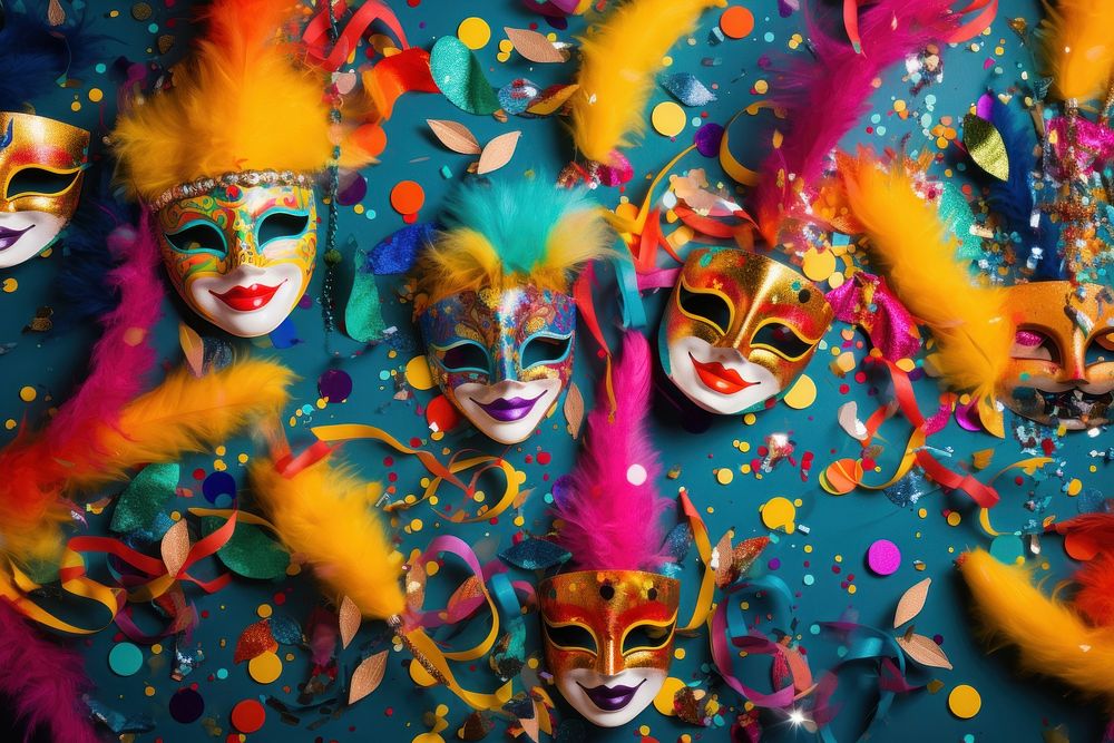 Colorful carnival background face fun representation.