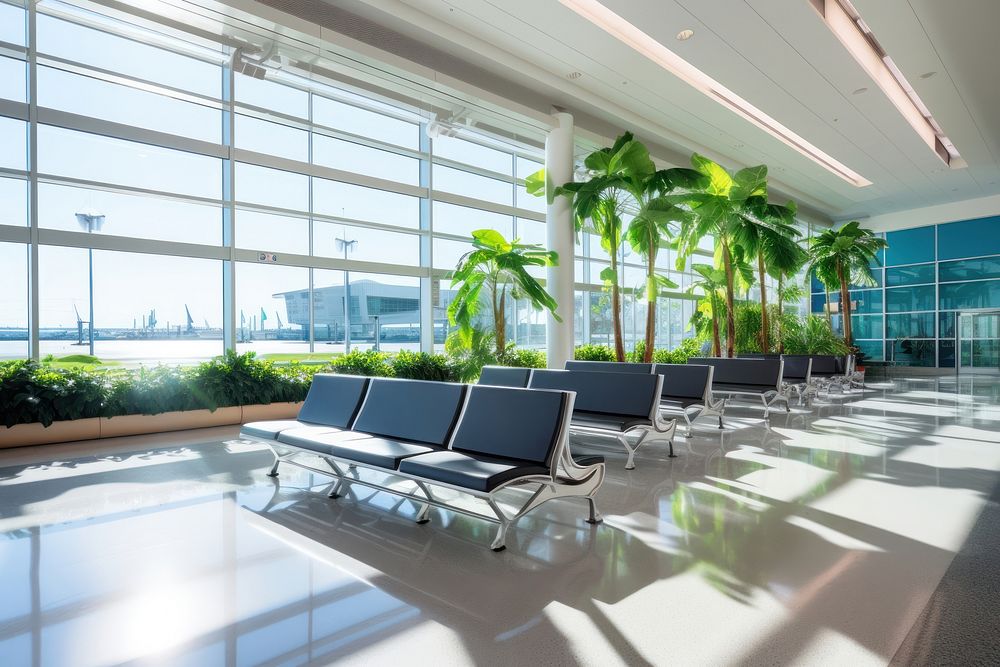 Empty Airport Terminal Waiting Area airport architecture building.