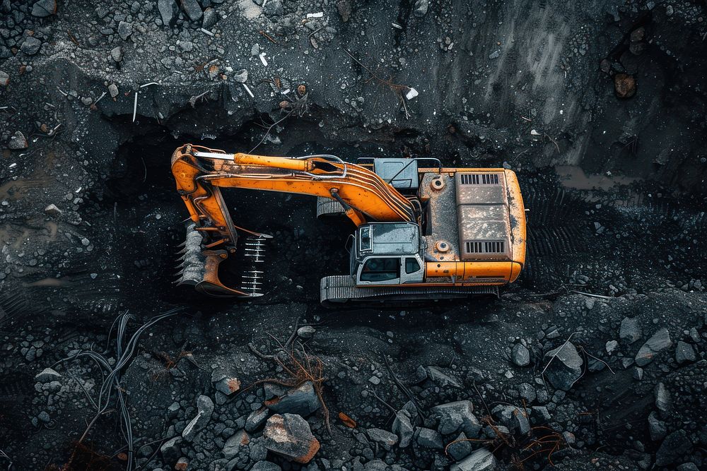 Photo of excavator mining technology equipment.