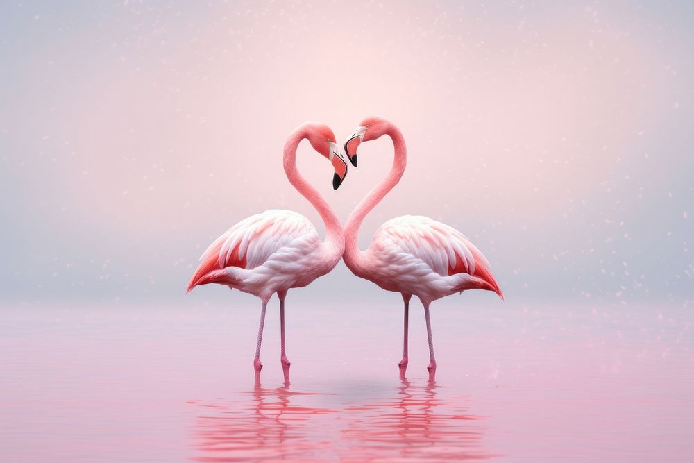 Flamingo couple on pink water pattern flamingo animal bird.