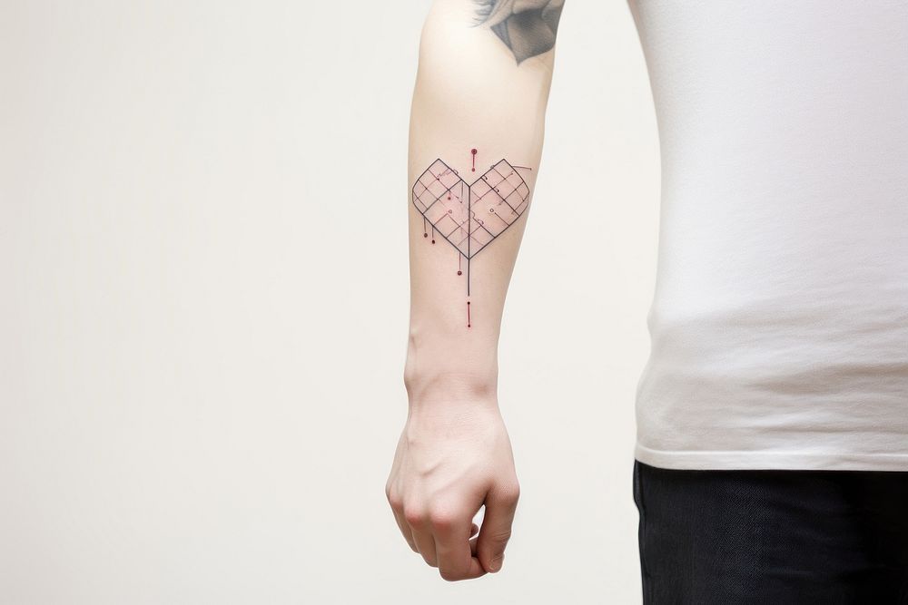 Heart tattoo hand skin.