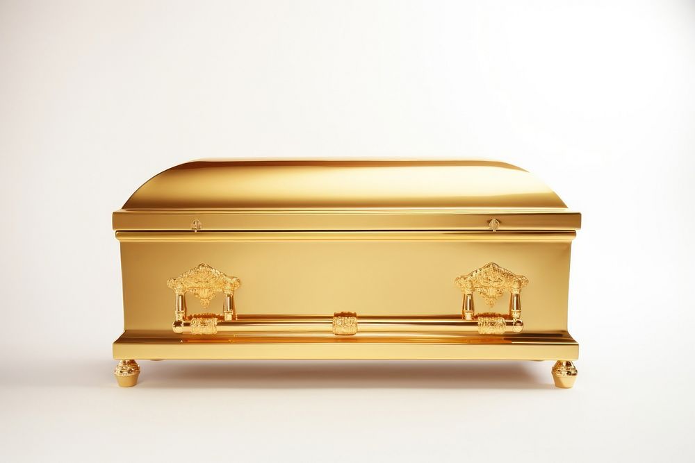 Gold funeral white background stretcher letterbox.