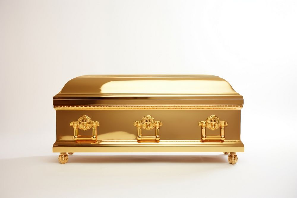 Gold funeral white background rectangle sideboard.