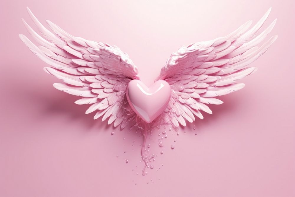 Heart wings on pink water pattern angel archangel appliance.