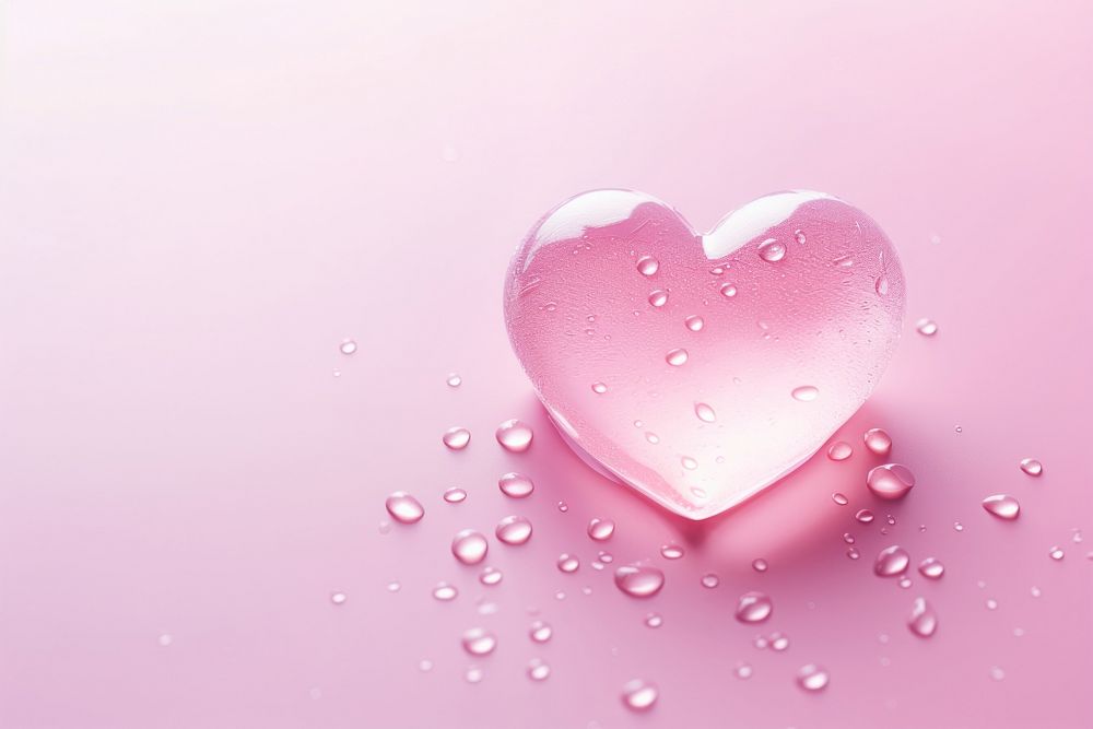 Heart glister on pink water pattern backgrounds petal freshness.