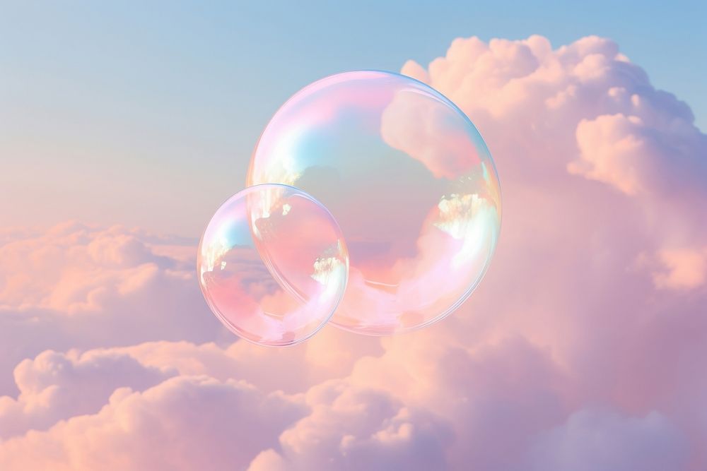 Holographic soap bubble cloud outdoors nature.