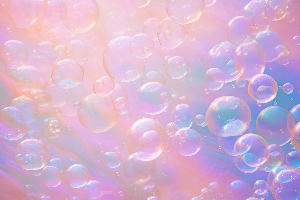 Holographic soap bubbles pattern backgrounds pink transparent.