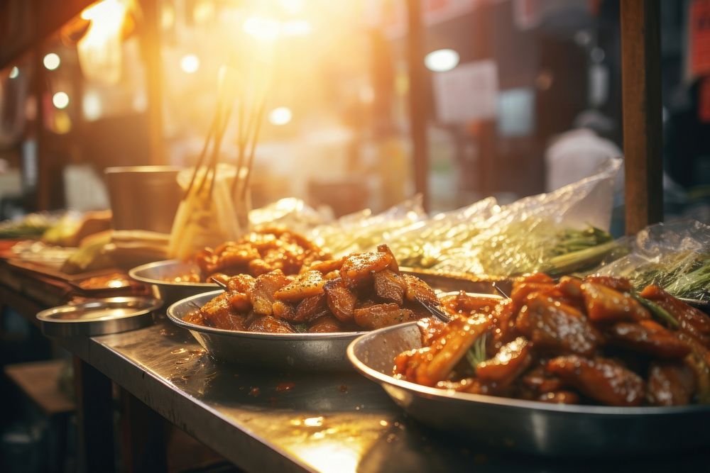 Korean food light leaks meal meat smörgåsbord.