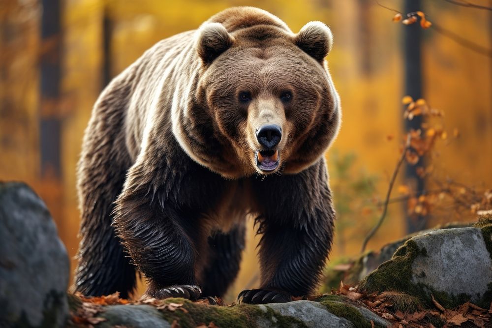Large brown bear leaning wildlife mammal animal.
