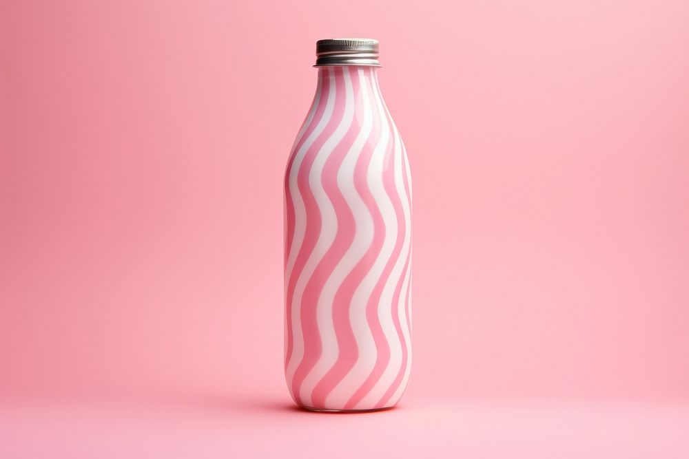 Milk bottle on water pink pattern jar refreshment container.